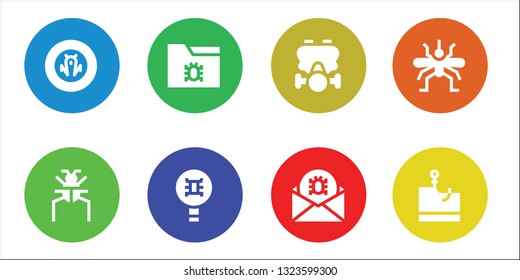 virus icon set. 8 filled virus icons.  Simple modern icons about  - Shield, Parasite, Virus, Gas mask, Mosquito, Phishing