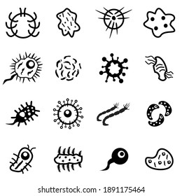 Virus Icon set, Bacteria, microbes illustration vector symbol template on white background