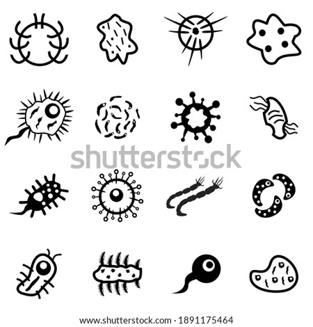 Virus Icon set, Bacteria, microbes illustration vector symbol template on white background