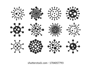 Virus icon set - cartoon design. Vector bacteria symbols. Simple cell signs. Coronavirus, covid - 19 art.