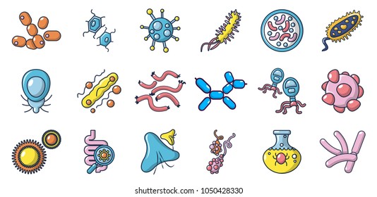 Virus icon set. Cartoon set of virus vector icons for web design isolated on white background