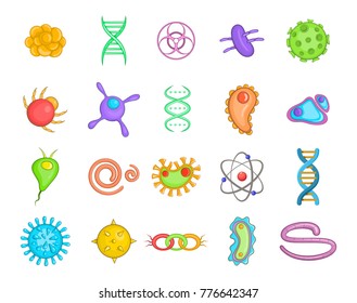 Virus icon set. Cartoon set of virus vector icons for web design isolated on white background