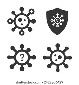 Virus icon set. Flat vector illustration. White background.
