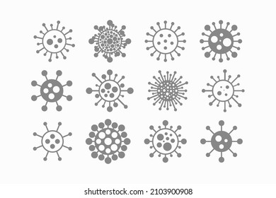 Juego de iconos de virus - diseño dibujado a mano. Símbolos de bacterias creativas. Coronavirus, covid - 19 arte, diseño de logotipo.