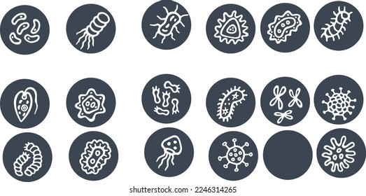 Virus icon set vector design microbiology