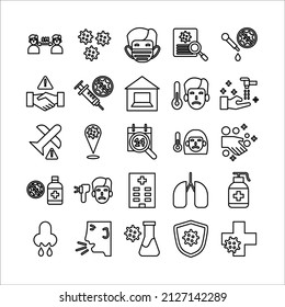 Virus icon set vector line for website, mobile app, presentation, social media.