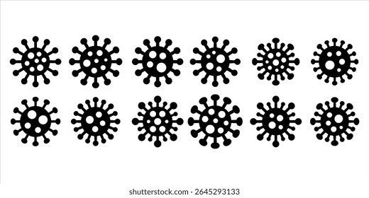  virus icon set vector silhouette on white background.