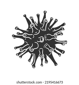 Virus Icon Silhouette Illustration. Hospital Vector Graphic Pictogram Symbol Clip Art. Doodle Sketch Black Sign.