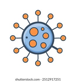 Ícone de vírus. Ilustração de desenho animado simples de um vírus, simbolizando doença, infecção ou doença.
