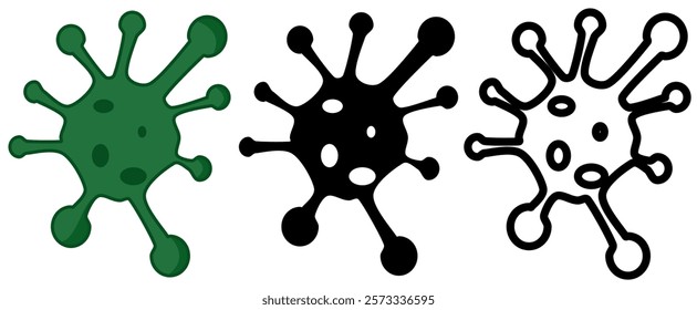 virus icon, simple flat style, logo sign symbol vector illustration pictogram, isolated on white for mobile app