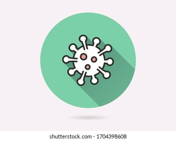 Virus icon. Simple illustration with long shadow isolated for graphic and web design.