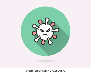 Virus icon. Simple illustration with long shadow isolated for graphic and web design.