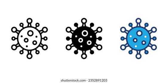 Virus icon symbol in line and flat style. Coronavirus, bacteria, disease, microorganisms icons for apps and websites on white background with editable stroke. Medical care vector illustration