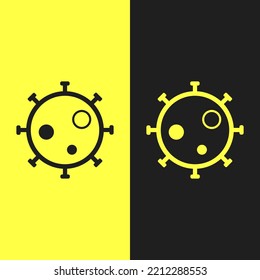 icono de virus en dos colores gris oscuro y amarillo
