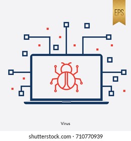 Virus Icon Vector Flat Computer Sign Symbol Graphic