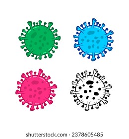 ilustración del vector de icono de virus en cuatro colores