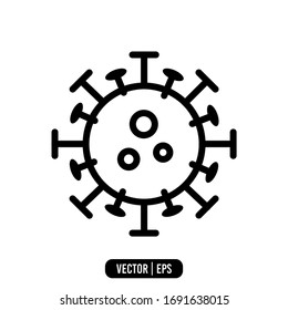 Icono de virus ilustra el logotipo de la ilustración para muchos fines. Aislado sobre fondo blanco.
