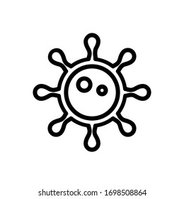 Icono de virus ilustra el logotipo de la ilustración para muchos fines. Aislado sobre fondo blanco.