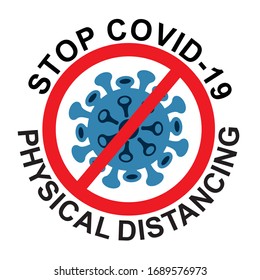 Virus icon. Vector illustration of stop COVID-19 with physical distancing. Fight corona virus.