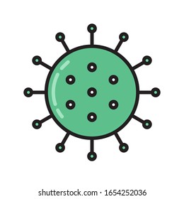 Vektorillustration des Virus-Symbols im Rahmenstil. Bakteriologischer Angriff. Virologie ist ein Symbol für eine medizinische, wissenschaftliche Website.