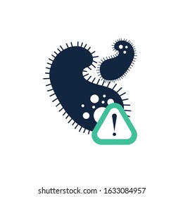 Virus icon and warning sign,vector illustration