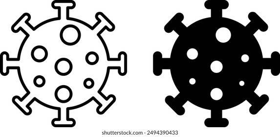 Iconos de virus. Iconos vectoriales en blanco y negro. Infección Viral, Coronavirus. Salud y Medicina