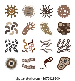 Virus Icons Set : Bacteria Microbes Viruses corona