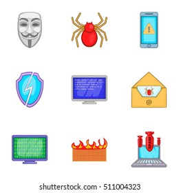 Virus icons set. Cartoon illustration of 9 virus vector icons for web