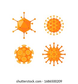 Virus icons set. Coronavirus concept. Pictograms for medical designs, infographics, web banners, posters etc. Vector illustration isolated on a white background in cartoon style.
