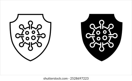 Ícones de vírus definidos. Linear, silhueta e estilo plano em fundo branco