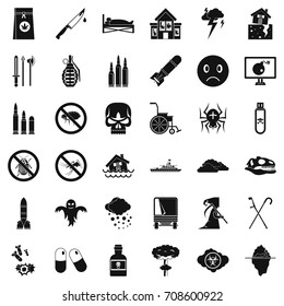 Virus icons set. Simple style of 36 virus vector icons for web isolated on white background