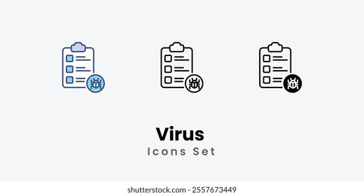 Virus Icons symbol vector elements for infographic web stock illustration.