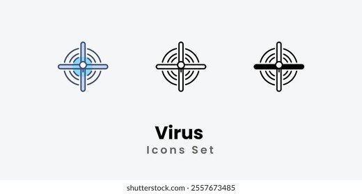 Virus Icons symbol vector elements for infographic web stock illustration.