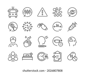 Virus Icons - Vector Line Icons. Editable Stroke. Vector Graphic