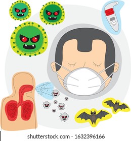 Virus and illness vector. Coronaviruses concept.