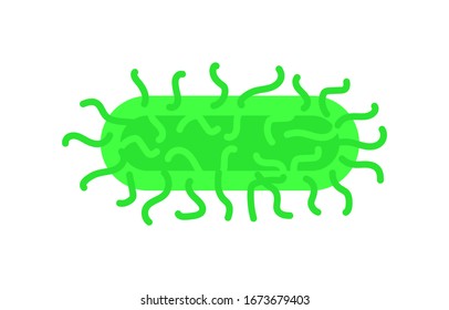 virus illustration green color for icon, virus simple flat symbol, clip art virus green isolated on white background, monster icon, virus or bacteria infection graphic sign, covid 19 asian flu, vector