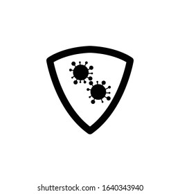 virus illustration icon. shields and bacteria as a symbol of immunity. vector flat style design