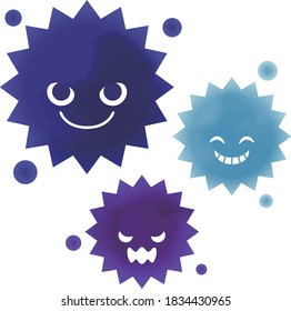 Virus illustration set. Vector illustration. Watercolor style.
