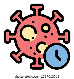 Virus Incubation Icon Infection Development in Flat Line Color Style.