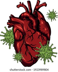 virus infect a human heart vector illustration