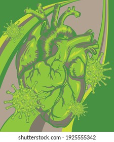 virus infect a human heart vector illustration