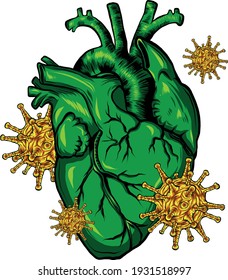 virus infect a human heart vector illustration