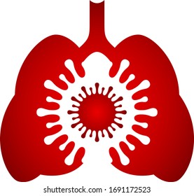 Virus infected lungs on a white background