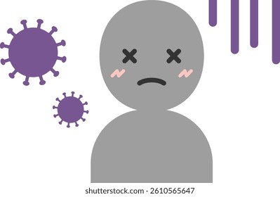Virus Infected Person Isolated Vector Illustration