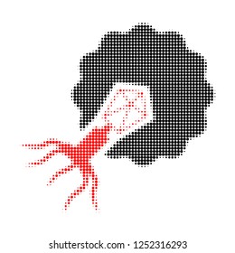 Virus infecting cell halftone dotted icon. Halftone array contains round points. Vector illustration of virus infecting cell icon on a white background.