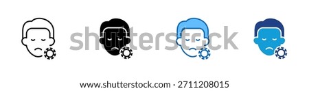 Virus Infection Multiple Style Icon Design Vector - Face with virus symbol indicating infection, illness, or disease symptoms