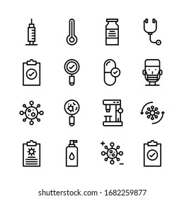 virus infection outline icon set, medical and healthcare concept, disease symbol design vector,editable stroke