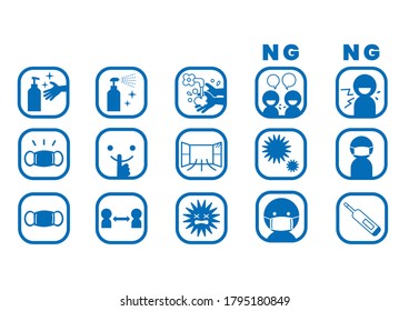 Virus infection prevention illustration icon set