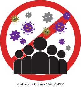 Virus infection prevention measures icon, preventive measures
Description: do not go to the crowd,