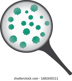 Virus infection under a magnifying glass vector illustration on a white background